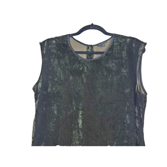 Theory Womens Top Medium Peplum VELVET Party Holidays Dark Green Draped Front - Picture 2 of 11